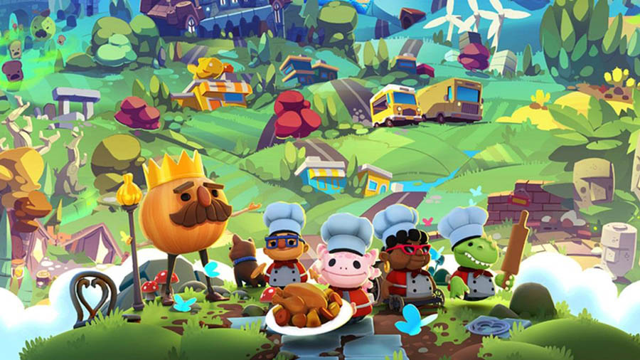 The Official Picture of Overcooked! All You Can Eat with its characters, One of best cooking games for ps4.