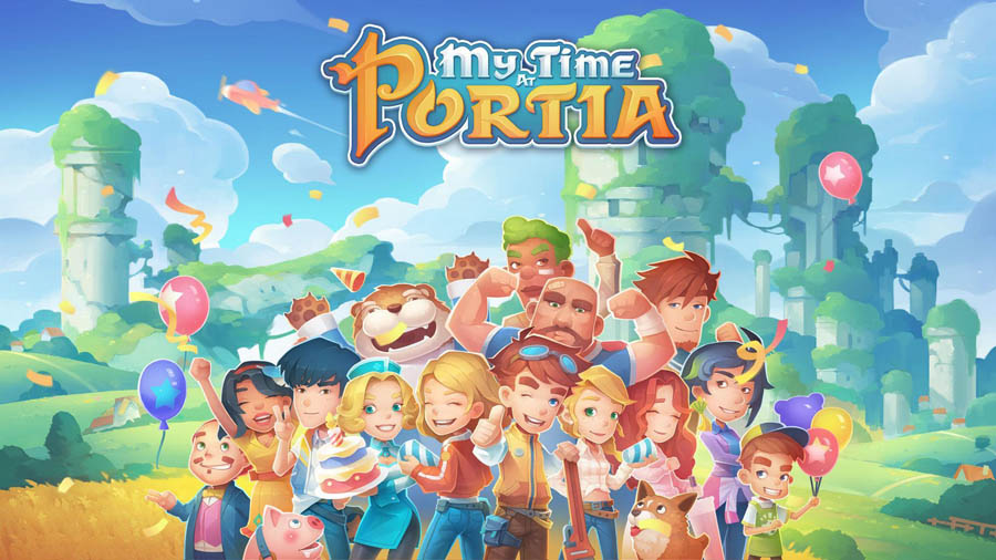 The Official Picture of My Time at Portia with its characters, One of best cooking games for ps4.