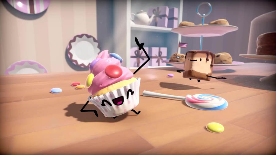 in game Picture of Cake Bash with its characters, One of best cooking games for ps5.