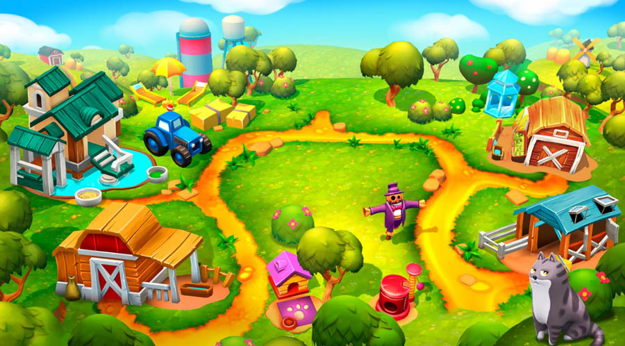 A wallpaper of Farm Frenzy, one of the best farming games for android.