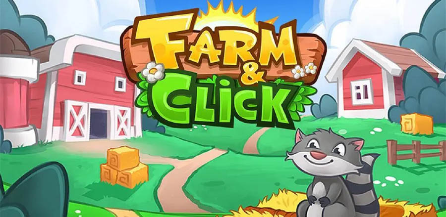 The official cover of Farm and Click, one of the best farming games for ios.