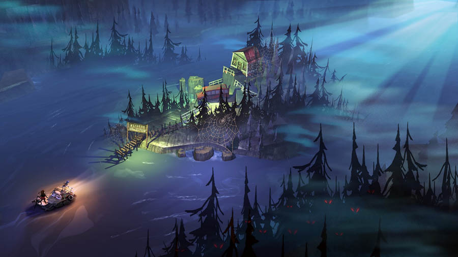 A picture of The Flame inside the Flood, one of the best forest survival games for Mac.