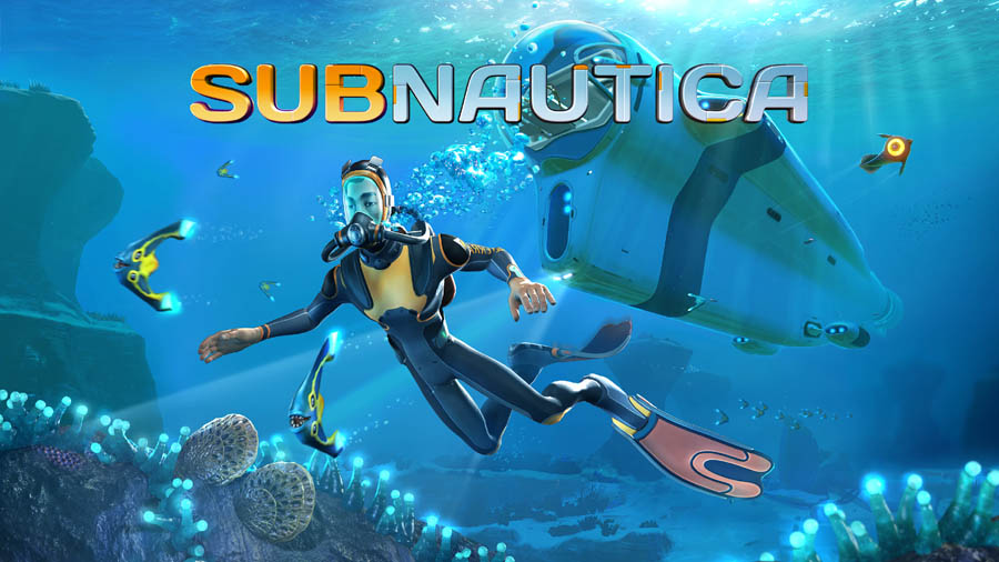 The Official Picture of Subnautica with its character, One of best forest survival games for ps4.