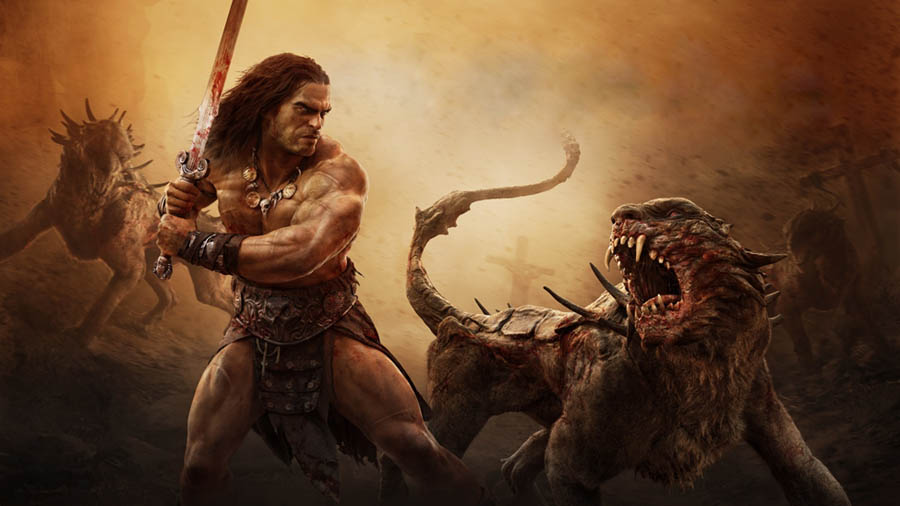 The Official Picture of Conan Exiles with its character, One of best forest survival games for ps5.