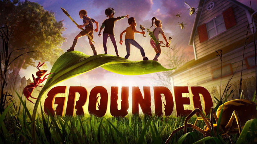 The Official Picture of Grounded with its characters, One of best forest survival games for ps5.