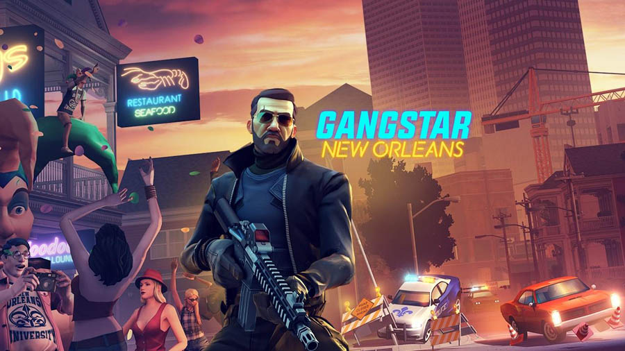 The Official Picture of Gangstar New Orleans with its character, One of best gangster games for android.