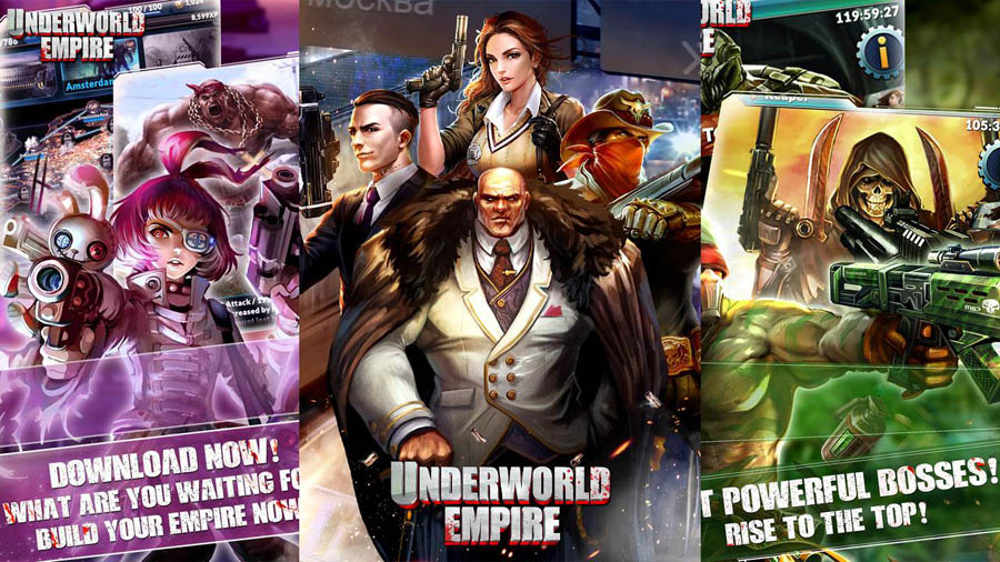 The Official Picture of Underworld Empire with its characters, One of best gangster games for android.