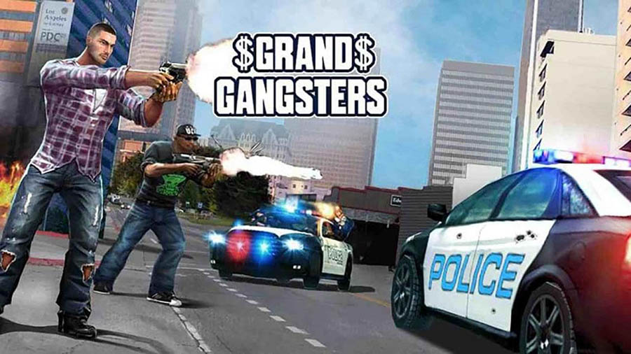 The Official Picture of Grand Gangsters 3-D with its characters, One of best gangster games for android.