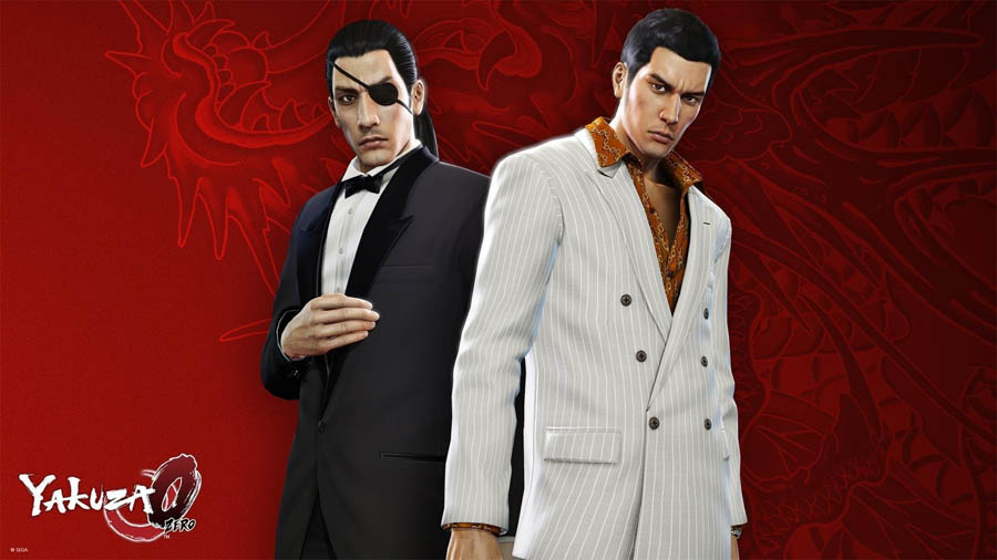 The Official Picture of Yakuza 0 with Majima and Kiryu, One of best gangster games for steam.