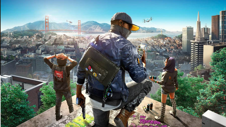 The Official Picture of Watch Dogs 2 with its characters, One of best gangster games for steam.