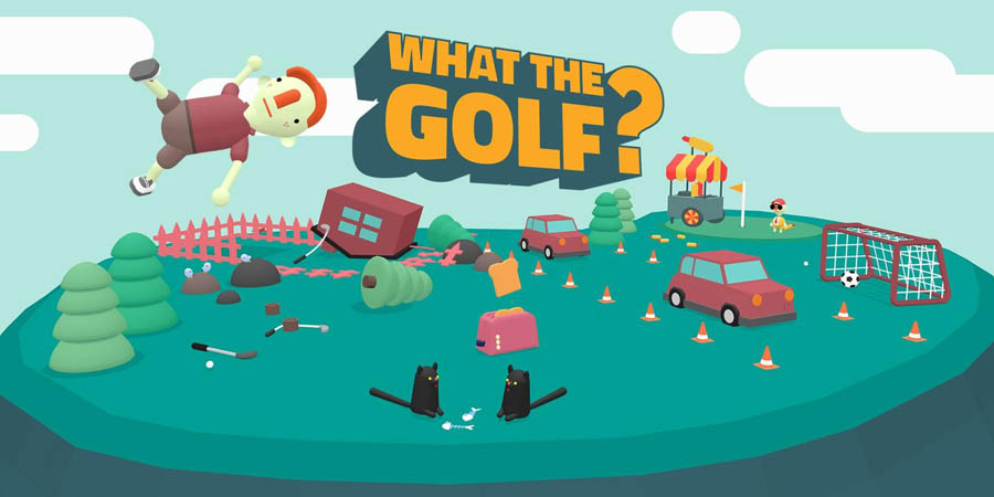 The Official Picture of What the Golf? with its character, One of best golf games for ps5.