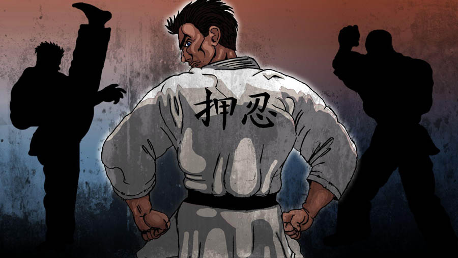 The Official Picture of Karate Master 2: Knock Down Blow with its character, One of best karate games for pc.