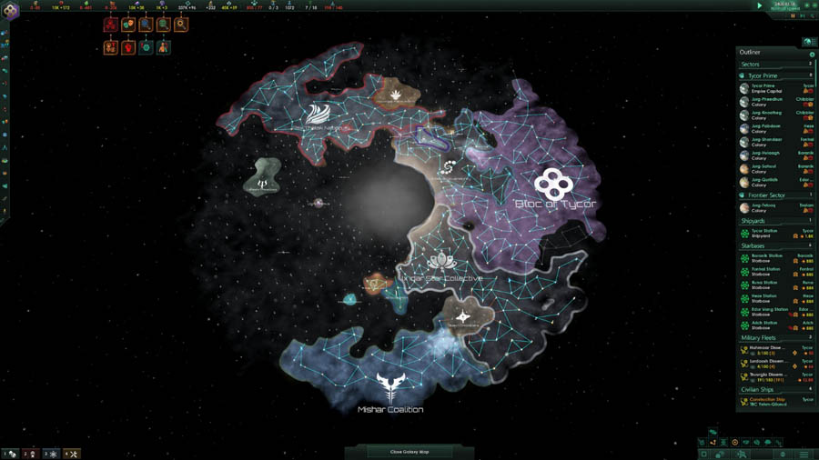 A picture of Stellaris, one of the best kingdom games for Mac.