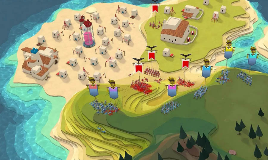 A main wallpaper of Godus, one of the best life simulation games for Android.