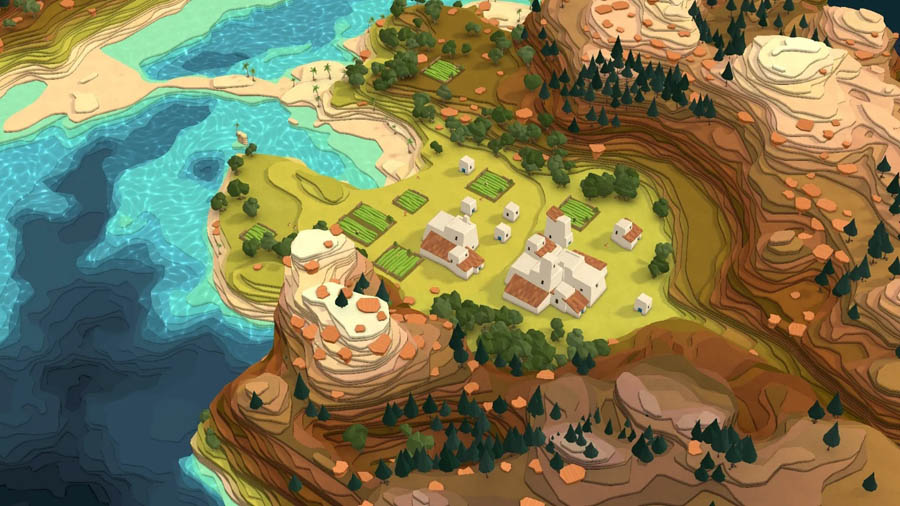 A main wallpaper of Godus, one of the best life simulation games for iPhone.