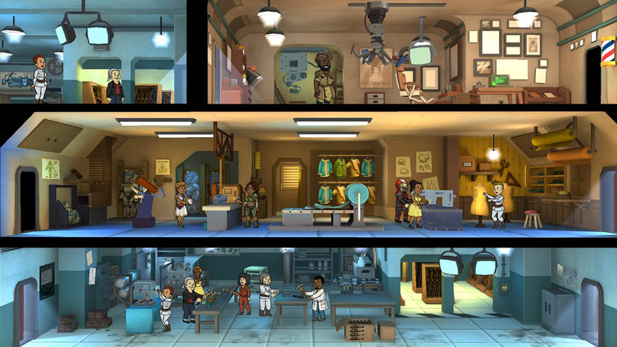 A wallpaper of Fallout Shelter, one of the best life simulation games for iPhone.