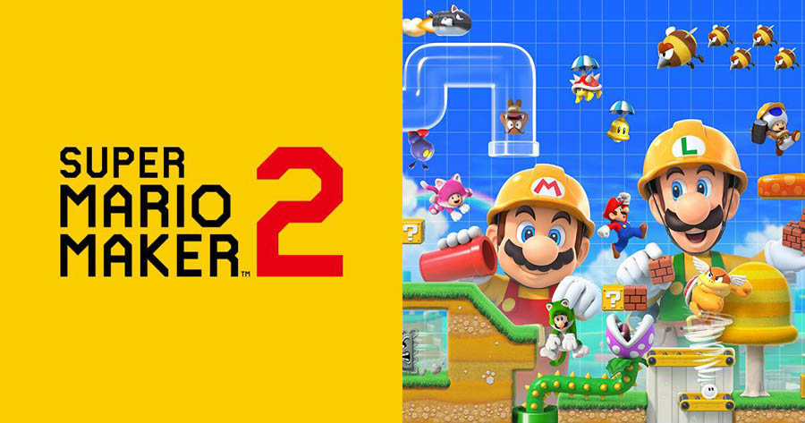 The Official Picture of Super Mario Maker 2 with Mario and Luigi, One of best multiplayer games for Switch.