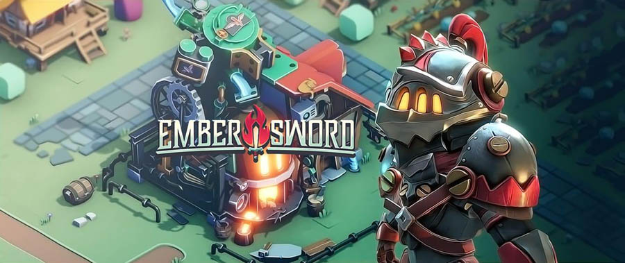 The Official Picture of Ember Sword with its character, One of best nft games for ios.