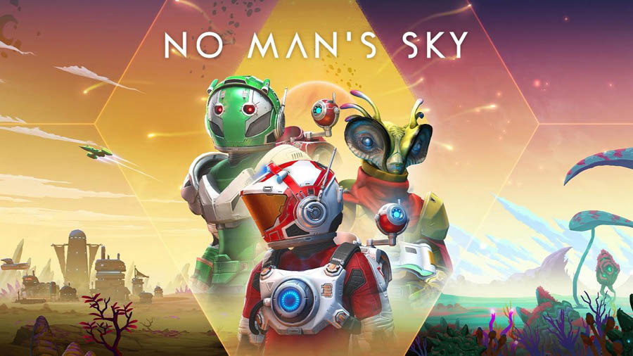 The Official Picture of No Man’s Sky with its characters, One of best open world games for mac.