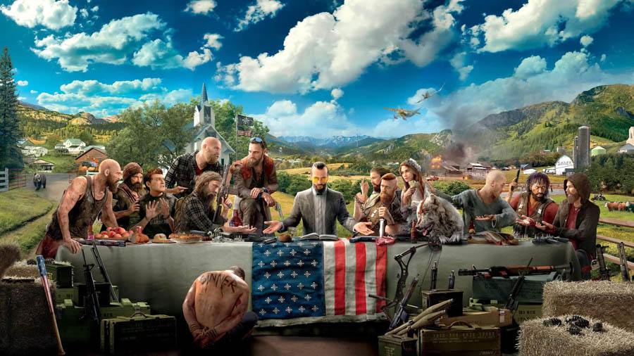 The Official Picture of Far Cry 5 with its characters, One of best open world games for pc.