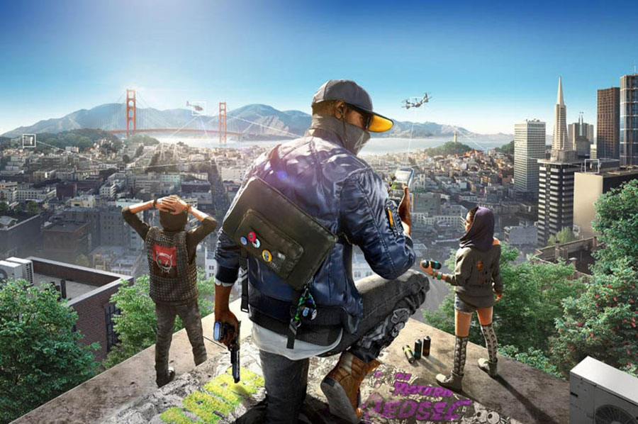 The Official Picture of Watch Dogs 2 with its characters, One of best open world games for ps4.