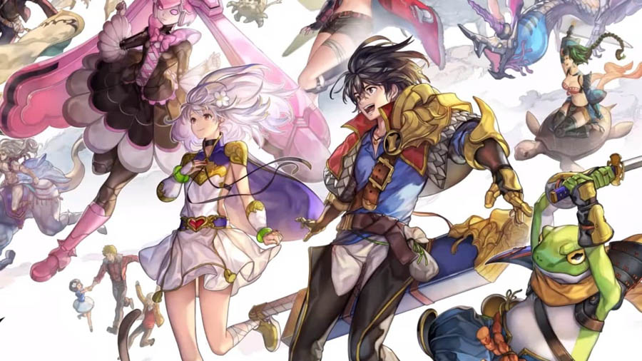 The Official Picture of Another Eden with its Characters, One of JRPG games for iOS.