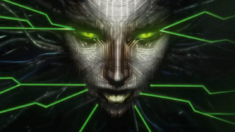 A wallpaper of System Shock 2.