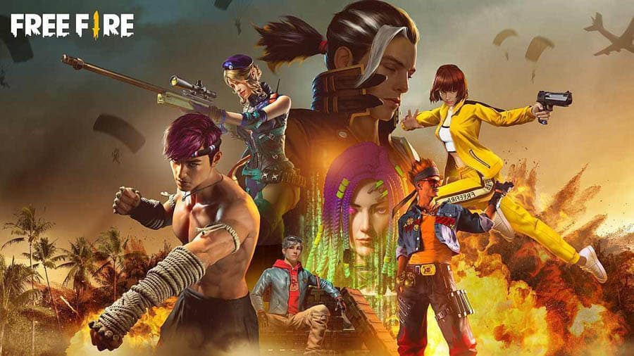 The Official Picture of Garena Free Fire with its characters, One of best battle royale games for iOS.