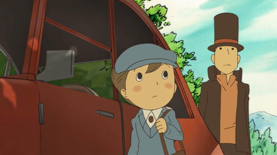 A main picture of Professor Layton and the Curious Village.