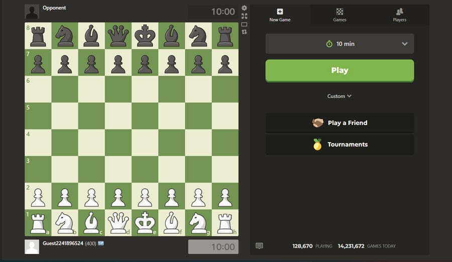 A picture of Chess.com, one of the best chess games for chrombook.