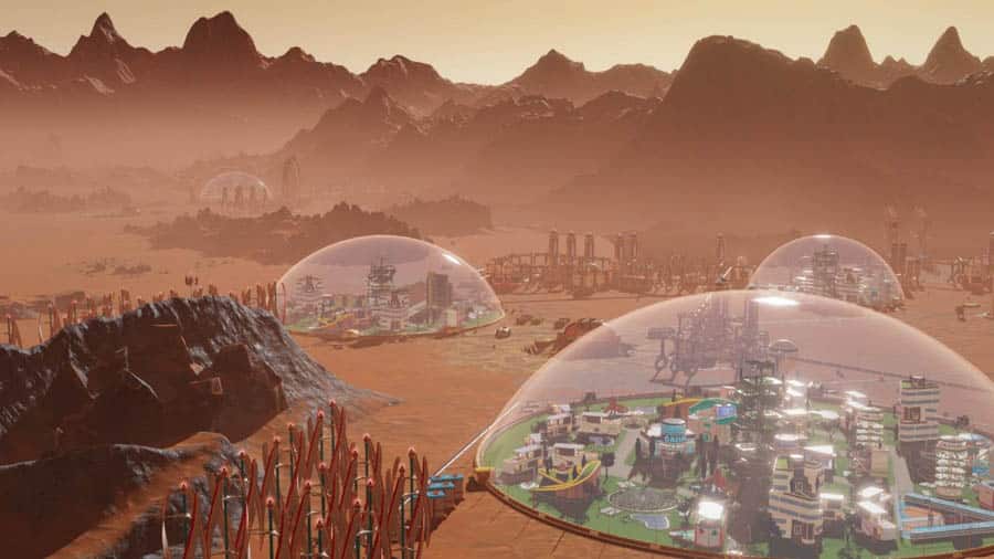 A wallpaper of Surviving Mars, one of the best civilization games on Steam.