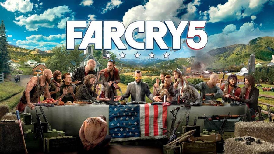 The official cover of Far Cry 5, one of the best commando games for PC.