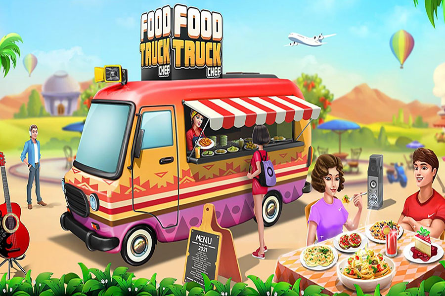 The Official Picture of Food Truck Chef with its characters, One of best cooking games for ios.