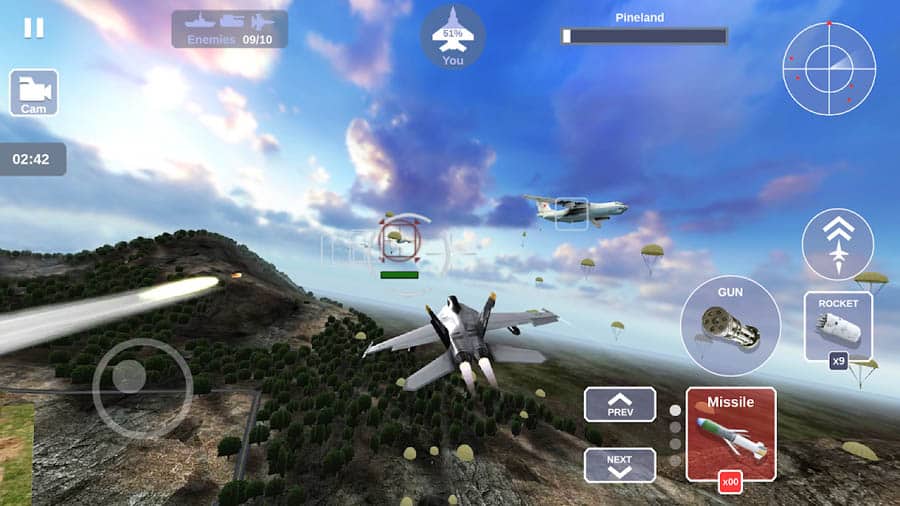 A picture of FoxOne Special Missions,  one of the best jet games for android.