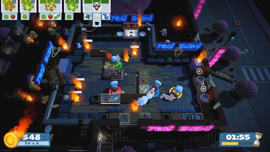 An official photo of Overcooked! 2, one of the best light games for mac.