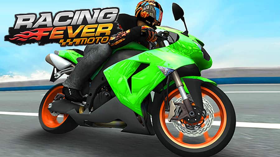 A wallpaper of Racing Fever: Moto, one of the best motorcycle games for chrombook.