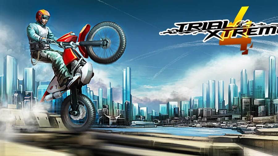 A wallpaper of Trial Xtreme 4, one of the best motorcycle games for ios.