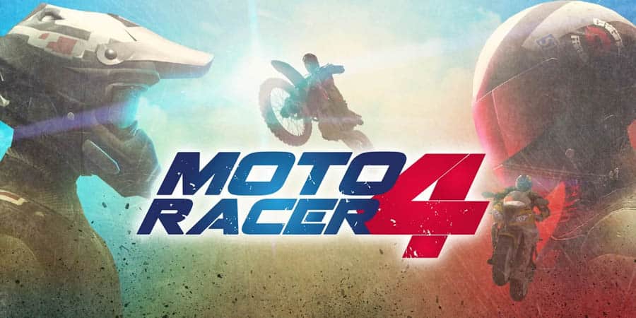 The official cover of Moto Racer, one of the best motorcycle games for ps4.