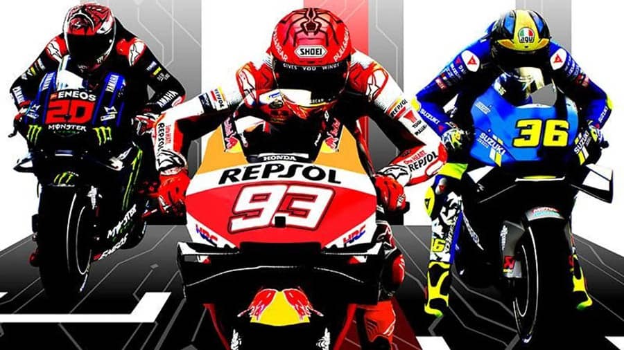 A wallpaper of MotoGP 21, one of the best motorcycle games on steam.