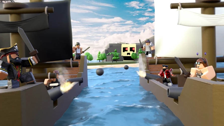 in-game Picture of Pirate Simulator with its characters, One of Best Naval Games for Roblox.