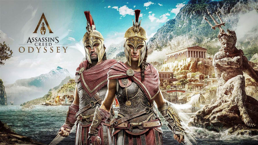 The Official Picture of Assassin’s Creed Odyssey with its characters, One of 15 Steam Anti-Hero Games That Will Haunt You.