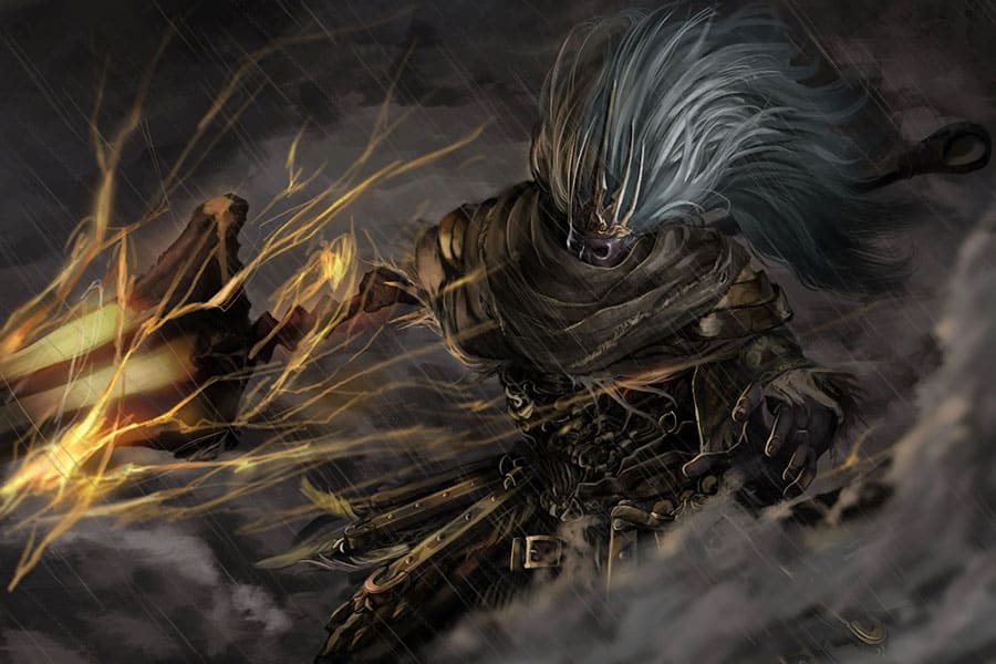 A picture of The Nameless King in Dark Souls lll.