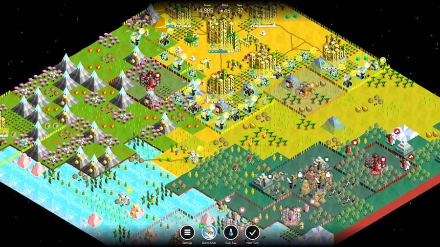 A wallpaper of Polytopia, one of the best Age of Empires for Chromebook.