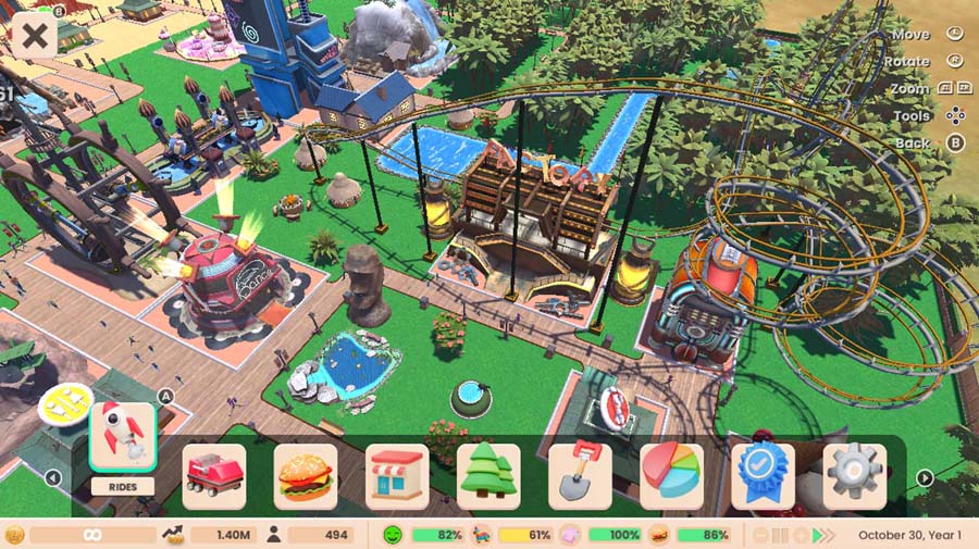 A wallpaper of RollerCoaster Tycoon Adventures.