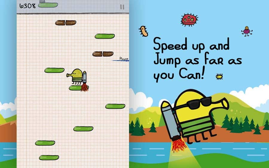 A wallpaper of Doodle Jump, one of the best Angry Birds games for Chromebooks.