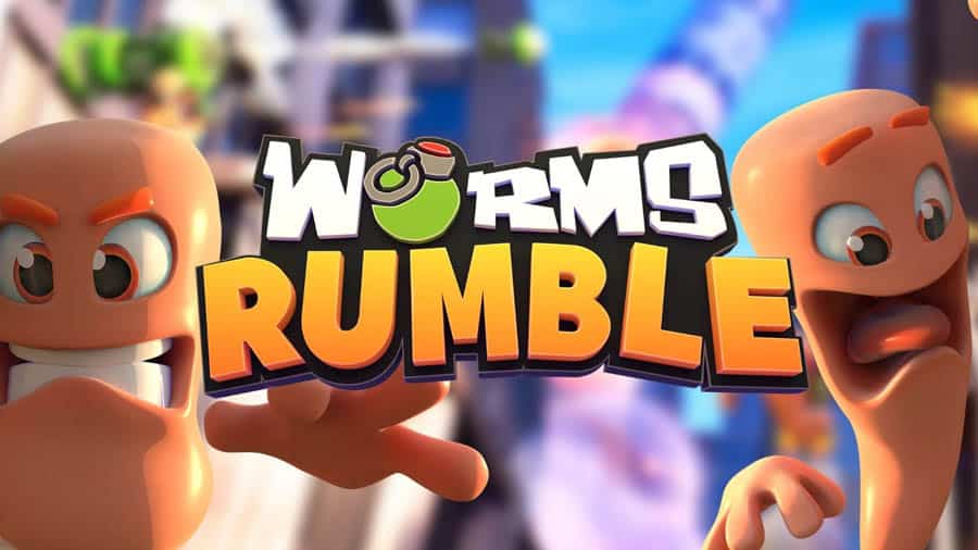 A wallpaper of Worms Rumble, one of the best artillery games on PS5.