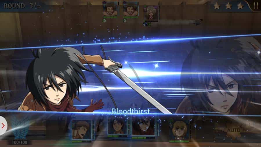 A wallpaper of Attack on Titan: Assault, one of the best Attack on Titan games for iOS.