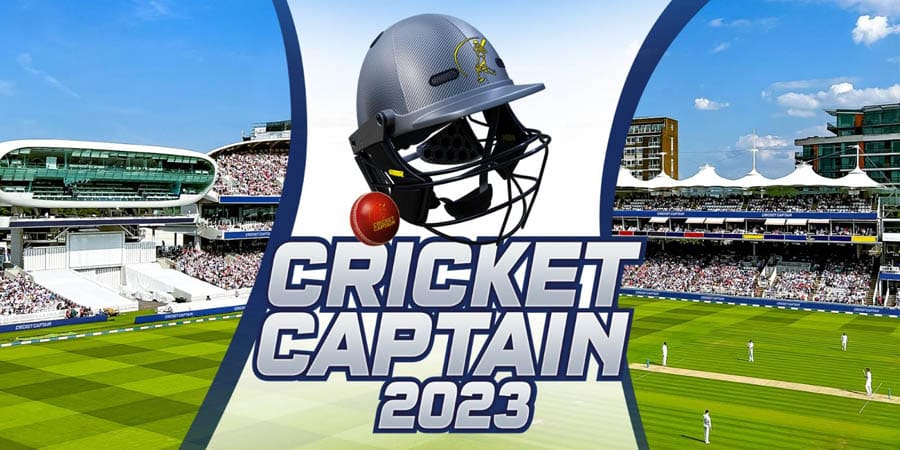 A wallpaper of Cricket Captain 2023, one of the best cricket games for Switch.