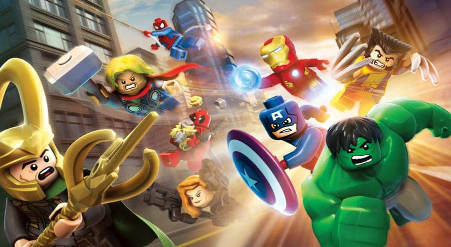 A wallpaper of Lego Marvel Super Heroes.