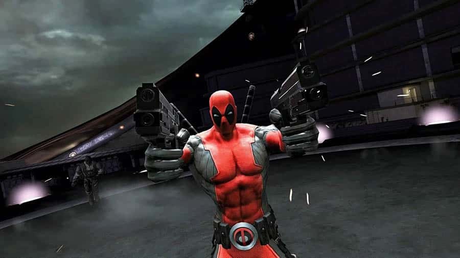 A wallpaper of Deadpool, one of the best Marvel games for PC.